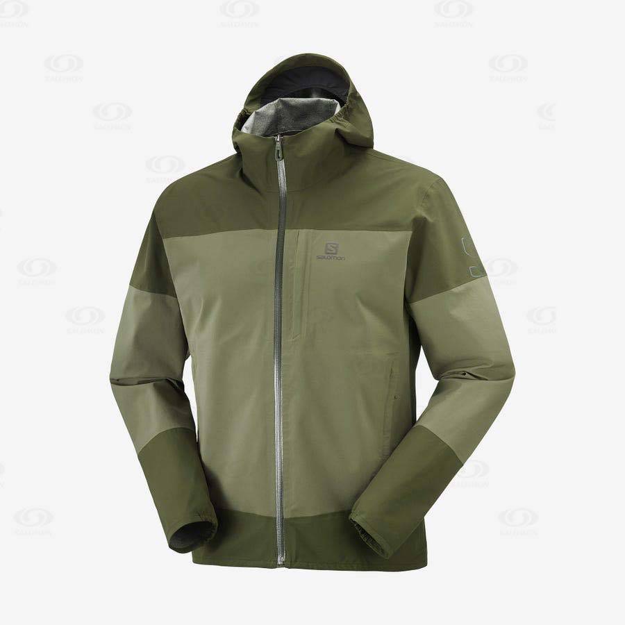 Olive Men\'s Salomon OUTRACK WATERPROOF 2.5L Waterproof Jackets | USA-wO1686