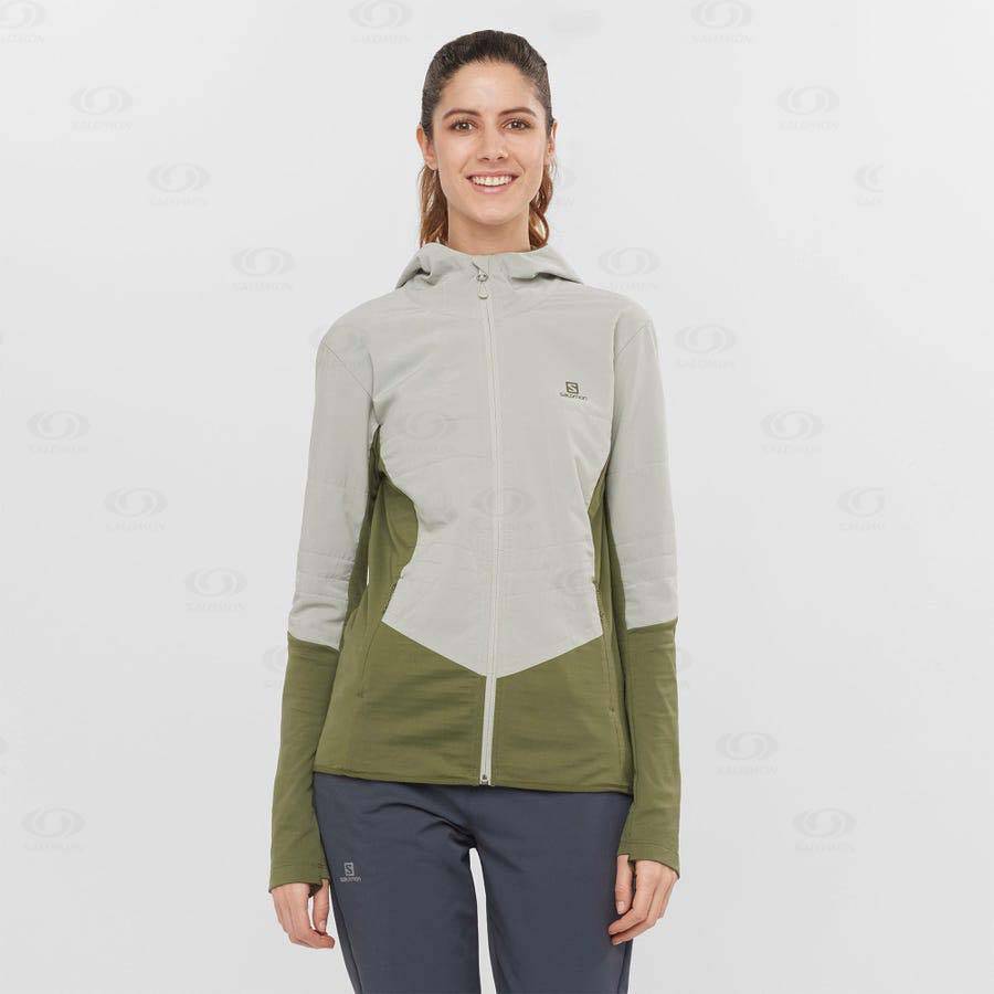 Olive Women's Salomon OUTLINE ALL SEASON HYBRID Hoodie | USA-A2620