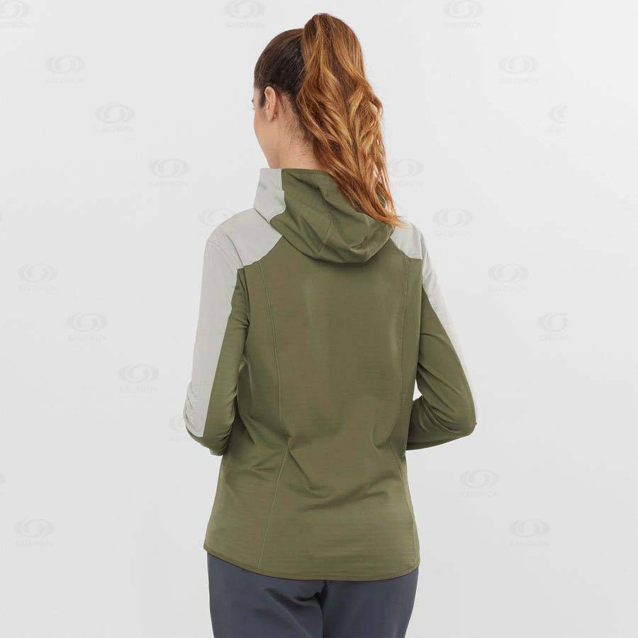 Olive Women's Salomon OUTLINE ALL SEASON HYBRID Hoodie | USA-A2620