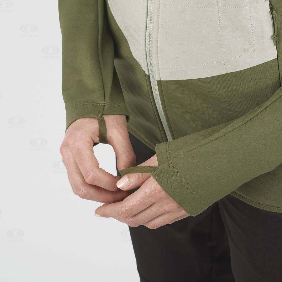 Olive Women's Salomon OUTLINE ALL SEASON HYBRID Hoodie | USA-A2620