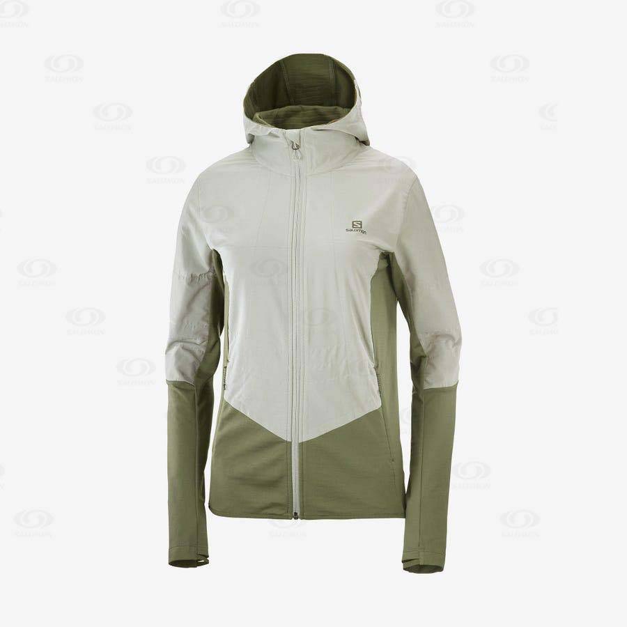 Olive Women\'s Salomon OUTLINE ALL SEASON HYBRID Hoodie | USA-A2620