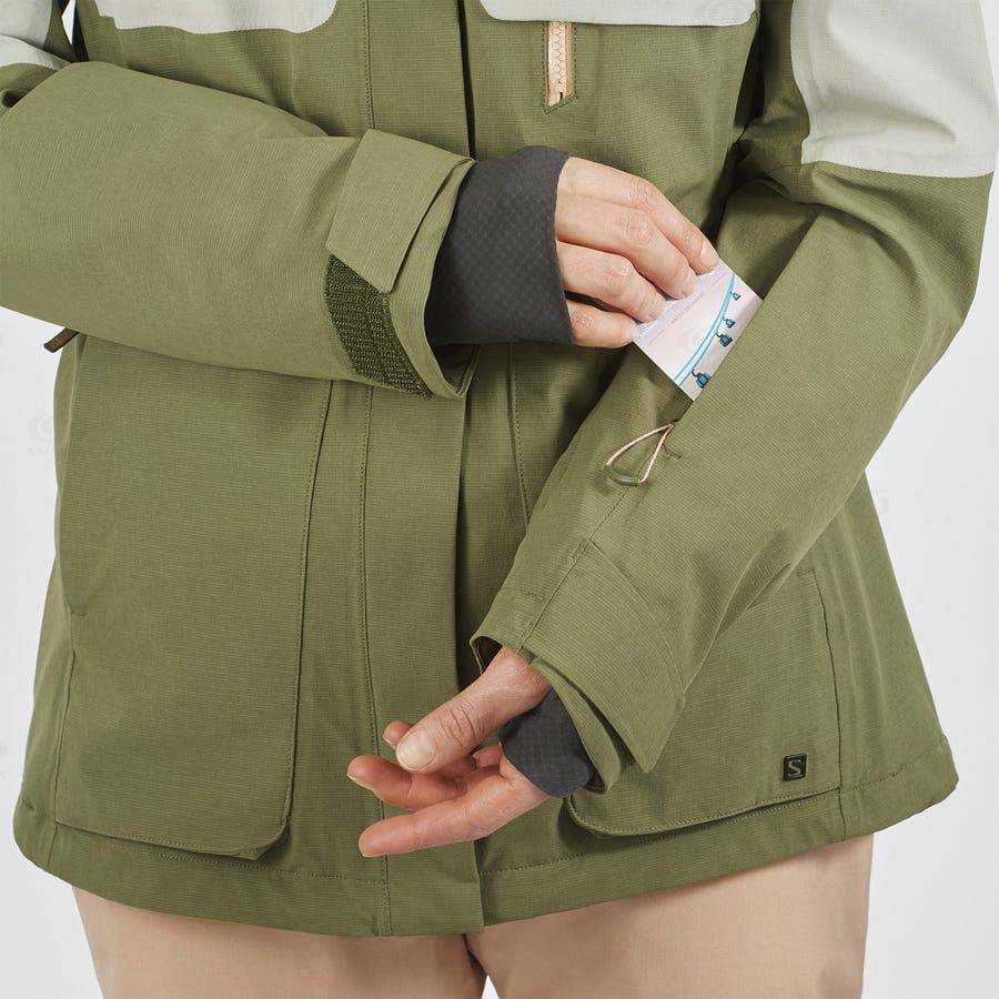 Olive Women's Salomon PROOF LIGHT Ski Jackets | USA-L1473