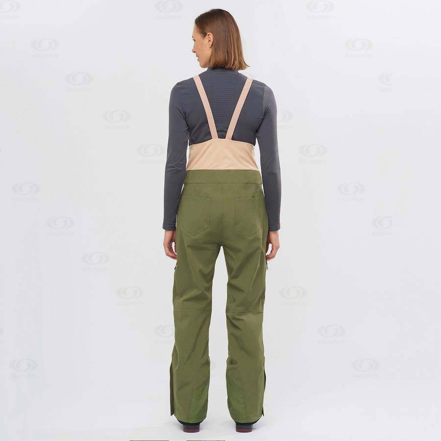 Olive Women's Salomon STANCE 3L BIB Ski Pants | USA-L1739