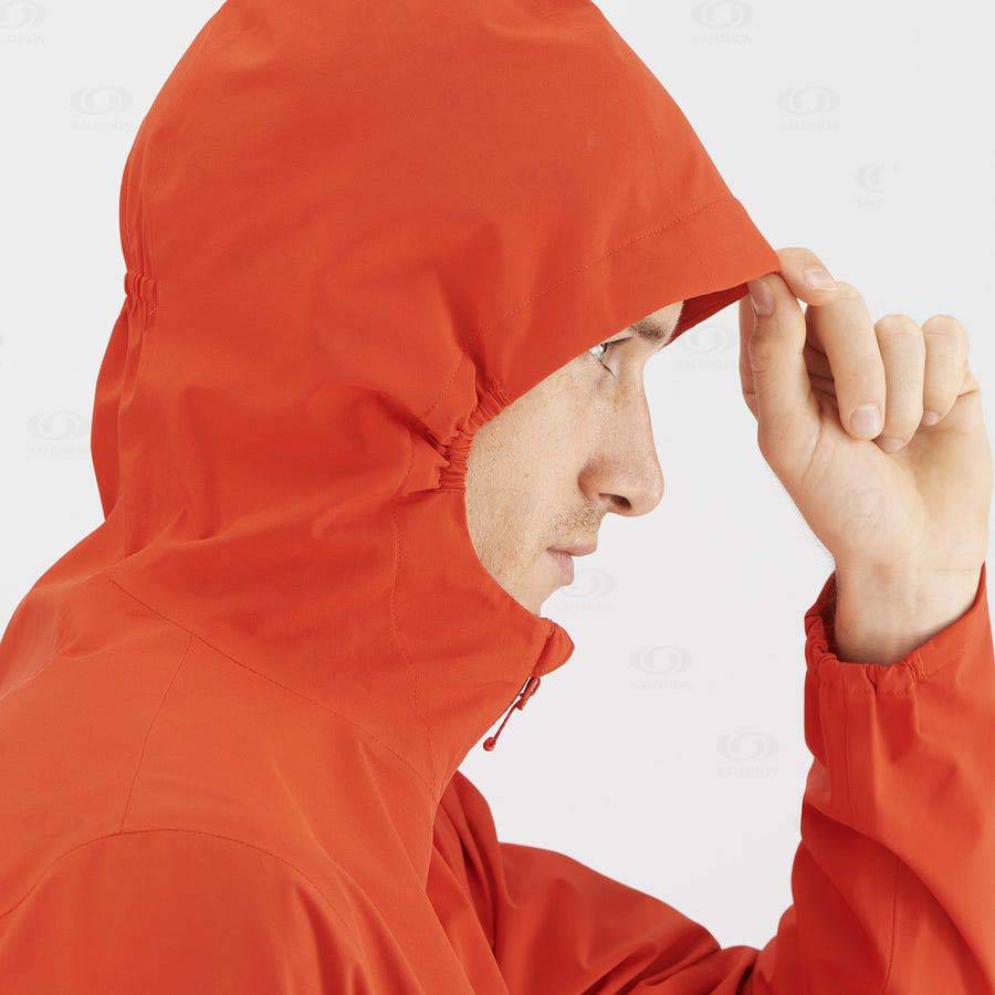 Orange Men's Salomon ESSENTIAL WATERPROOF 2.5L Waterproof Jackets | USA-N2226