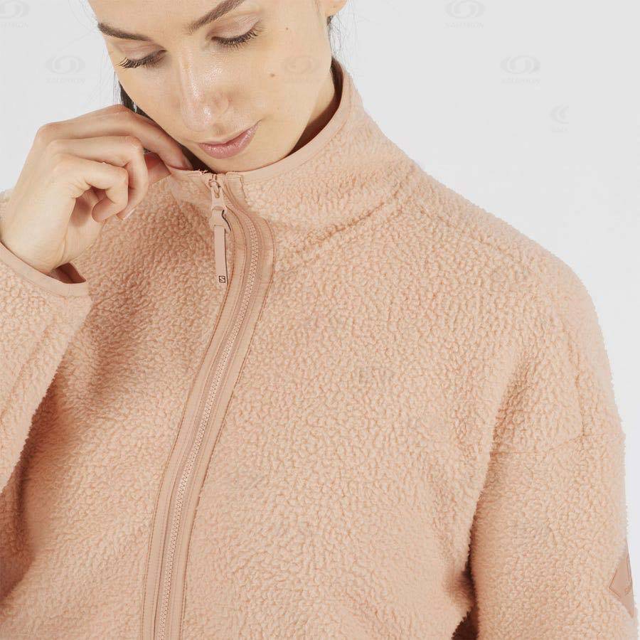 Pink Women's Salomon SNOWSHELTER TEDDY Hoodie | USA-A1871