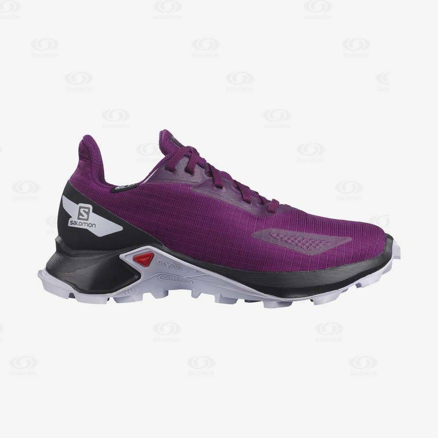 Purple Kids\' Salomon ALPHACROSS BLAST CLIMASALOMON™ WATERPROOF Trail Running Shoes | USA-S1275
