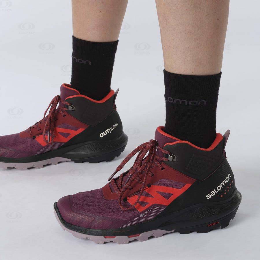 Purple Women's Salomon OUTPULSE MID GORE-TEX Hiking Boots | USA-L2131