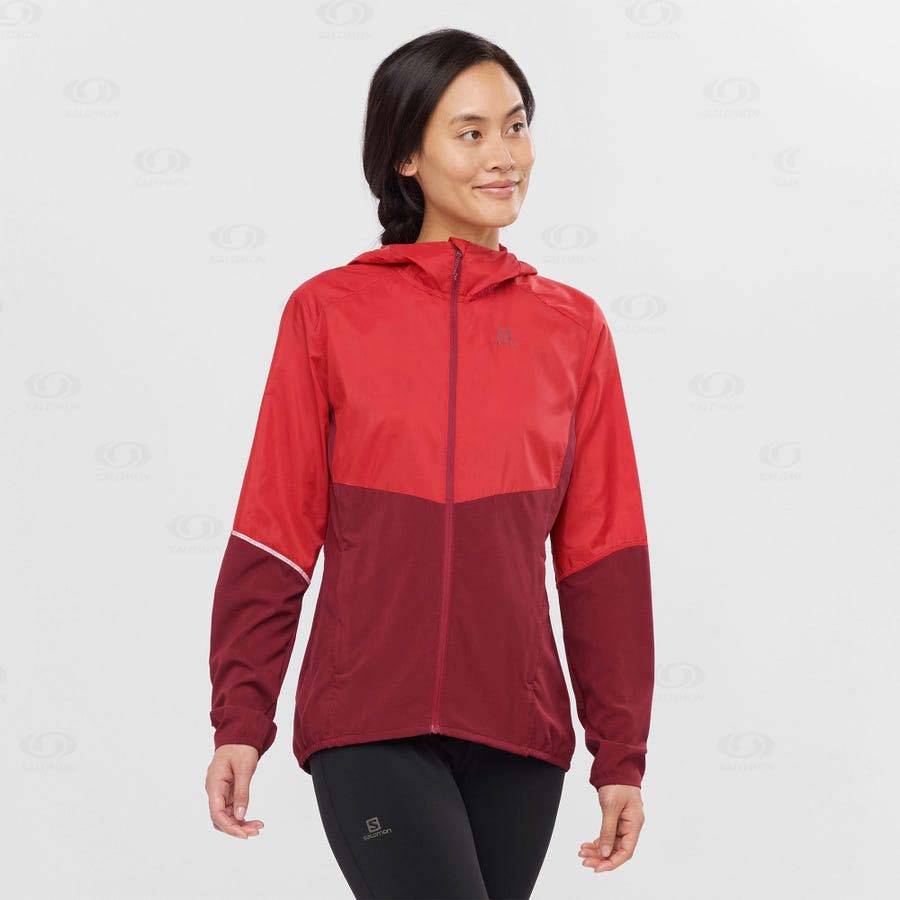 Red Women's Salomon AGILE WIND Windbreaker | USA-M1552
