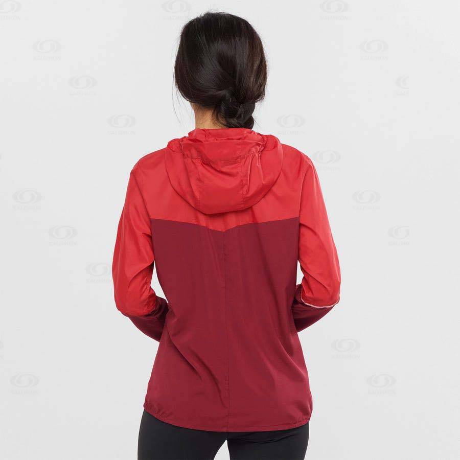 Red Women's Salomon AGILE WIND Windbreaker | USA-M1552