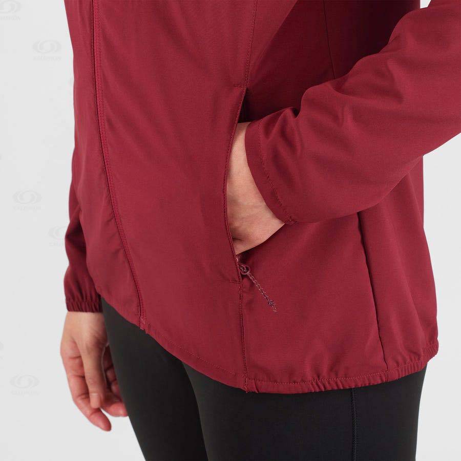 Red Women's Salomon AGILE WIND Windbreaker | USA-M1552