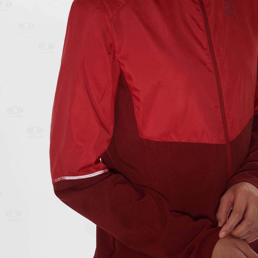 Red Women's Salomon AGILE WIND Windbreaker | USA-M1552