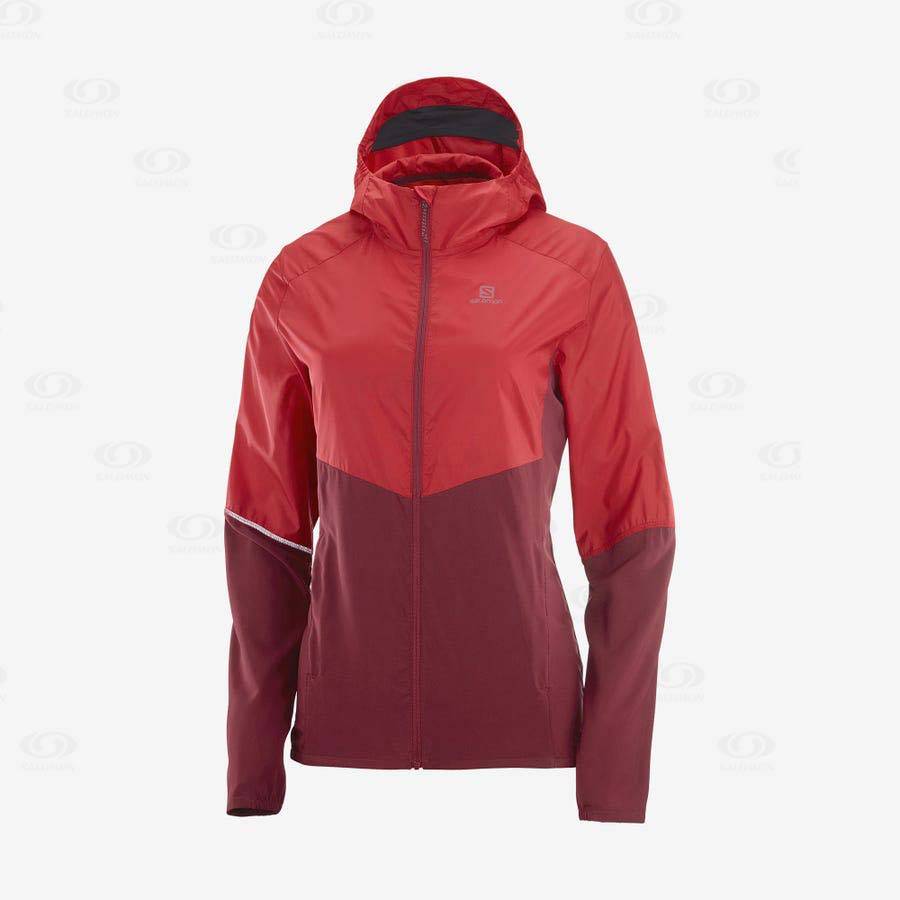 Red Women\'s Salomon AGILE WIND Windbreaker | USA-M1552