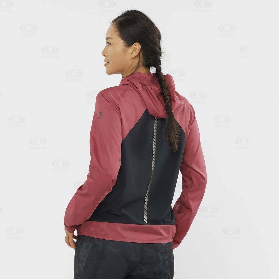 Red Women's Salomon BONATTI CROSS WIND Windbreaker | USA-W2080