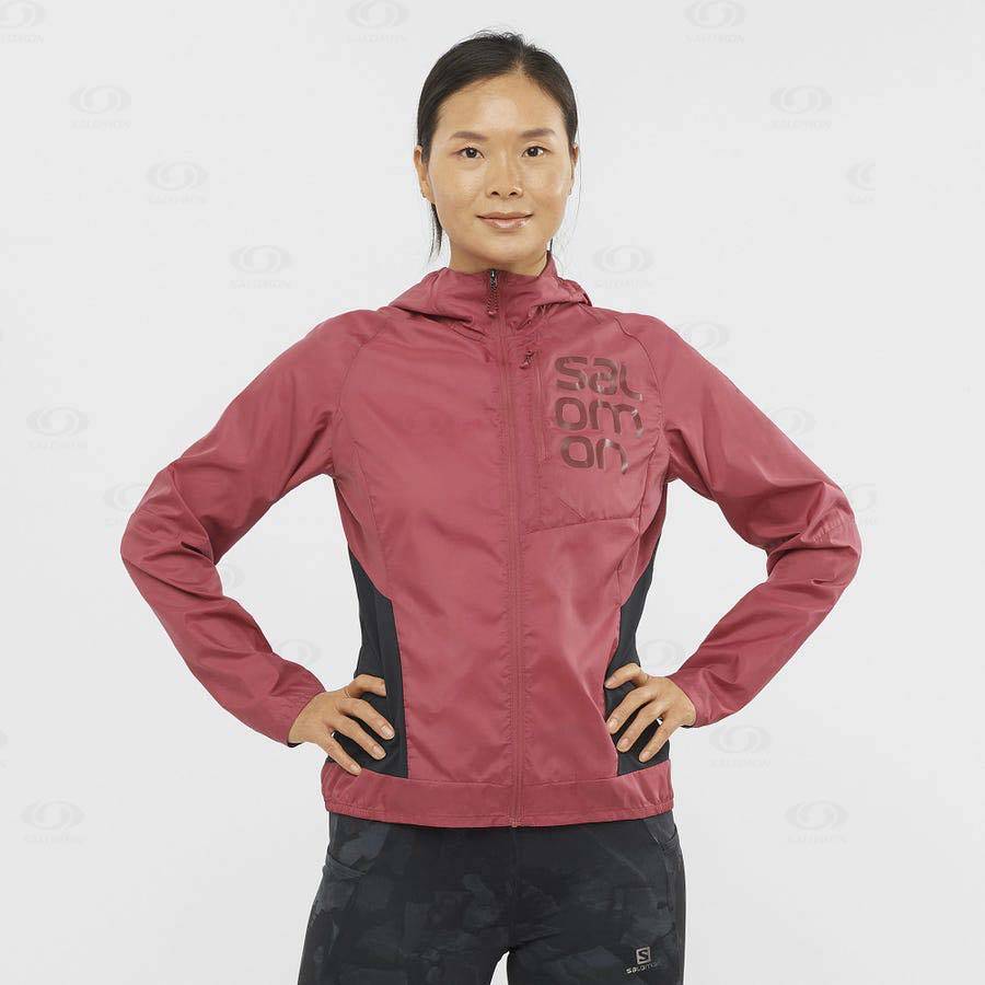 Red Women's Salomon BONATTI CROSS WIND Windbreaker | USA-W2080