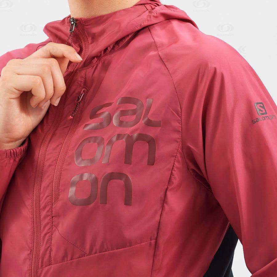 Red Women's Salomon BONATTI CROSS WIND Windbreaker | USA-W2080