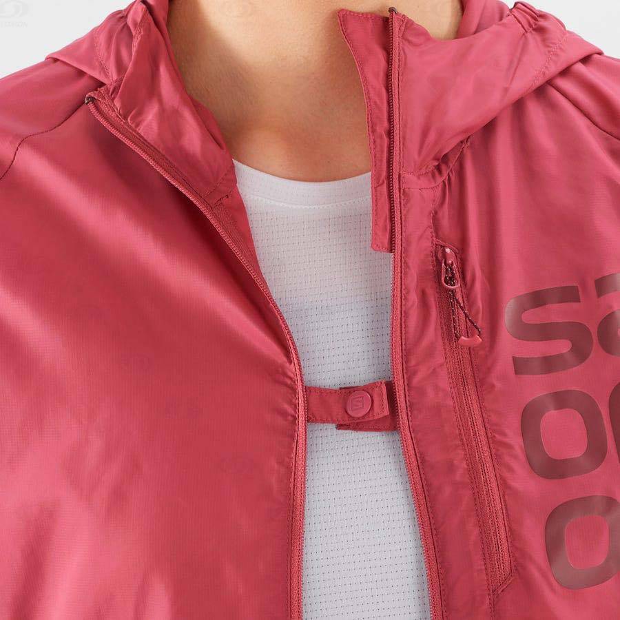 Red Women's Salomon BONATTI CROSS WIND Windbreaker | USA-W2080
