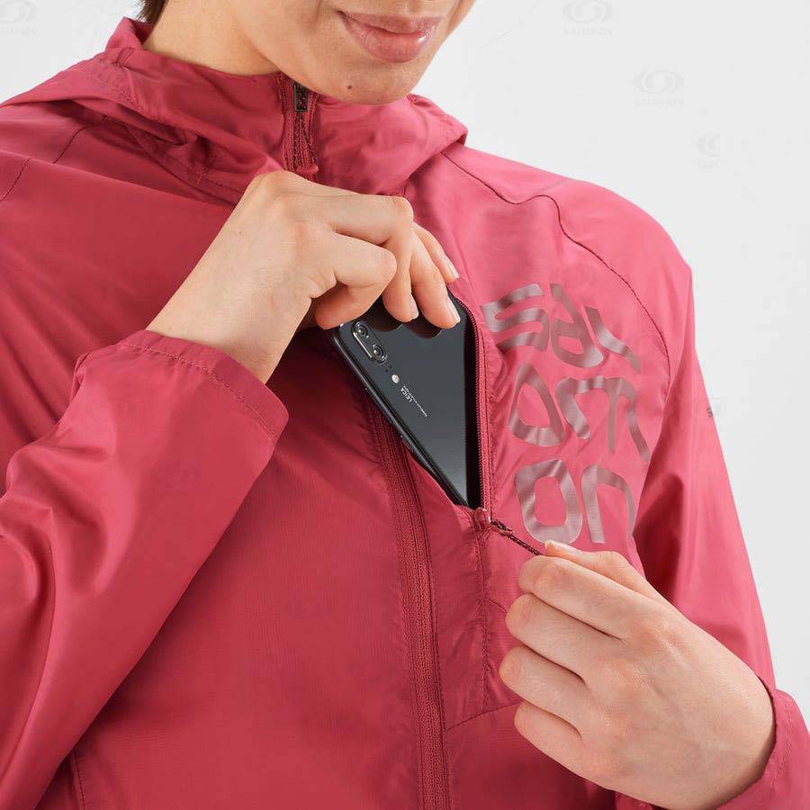 Red Women's Salomon BONATTI CROSS WIND Windbreaker | USA-W2080