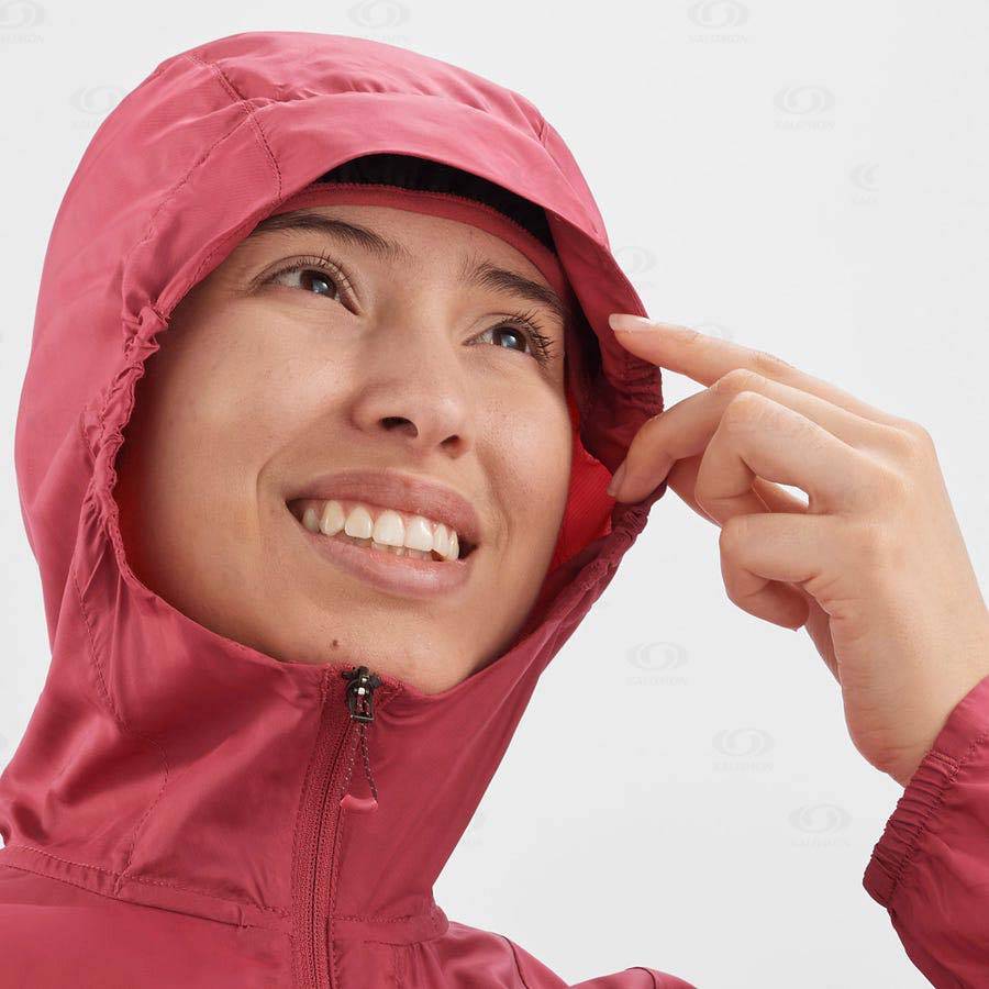 Red Women's Salomon BONATTI CROSS WIND Windbreaker | USA-W2080