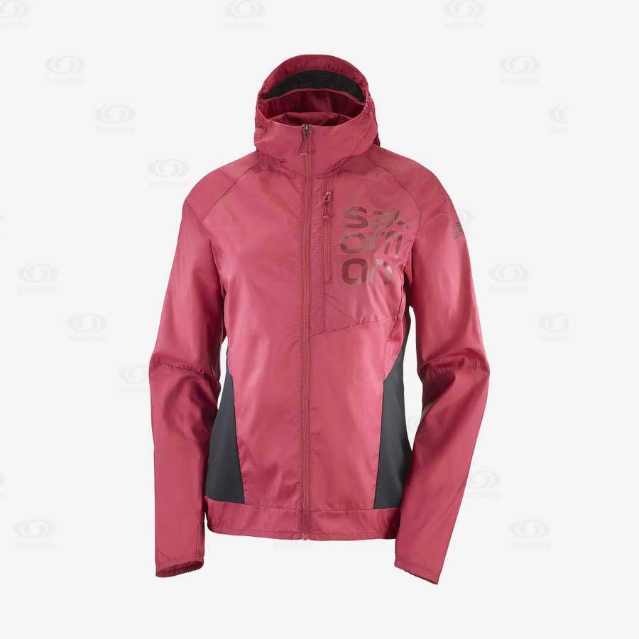 Red Women\'s Salomon BONATTI CROSS WIND Windbreaker | USA-W2080