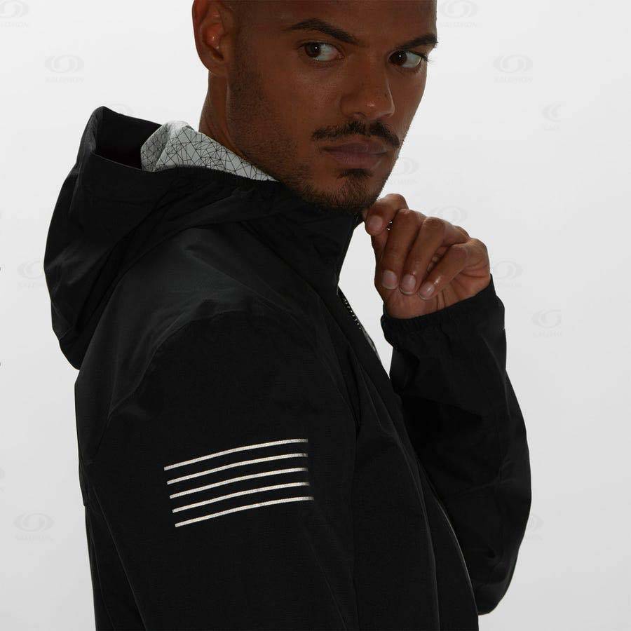 White / Black Men's Salomon BONATTI 2.5L Waterproof Jackets | USA-N1757