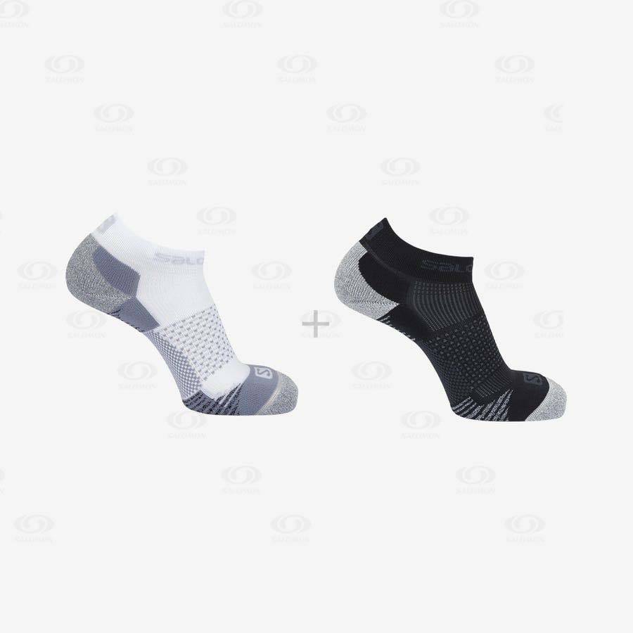 White / Black Women\'s Salomon SPEEDCROSS 2-PACK Socks | USA-M1909