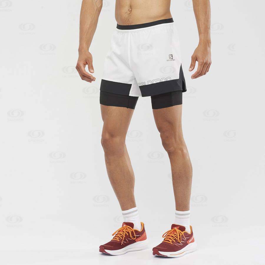 White Men's Salomon CROSS 2IN1 Shorts | USA-M1524