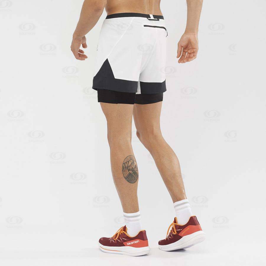 White Men's Salomon CROSS 2IN1 Shorts | USA-M1524