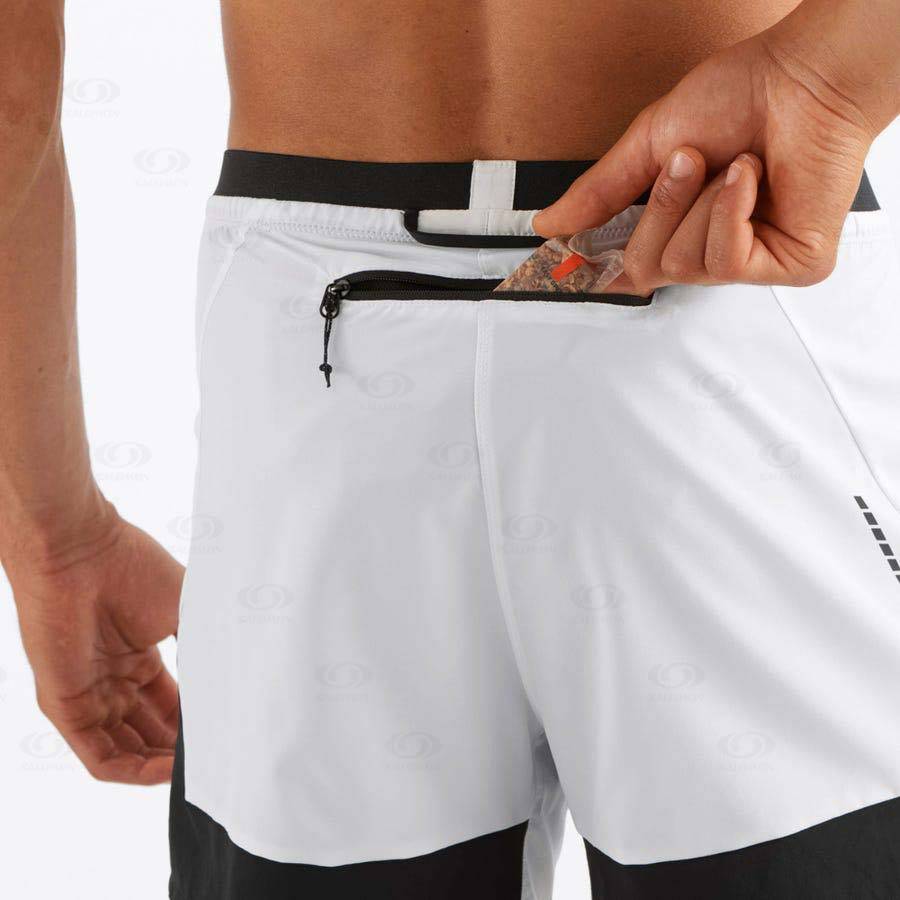 White Men's Salomon CROSS 2IN1 Shorts | USA-M1524