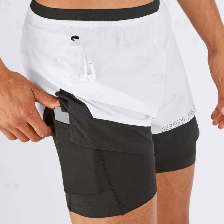 White Men's Salomon CROSS 2IN1 Shorts | USA-M1524