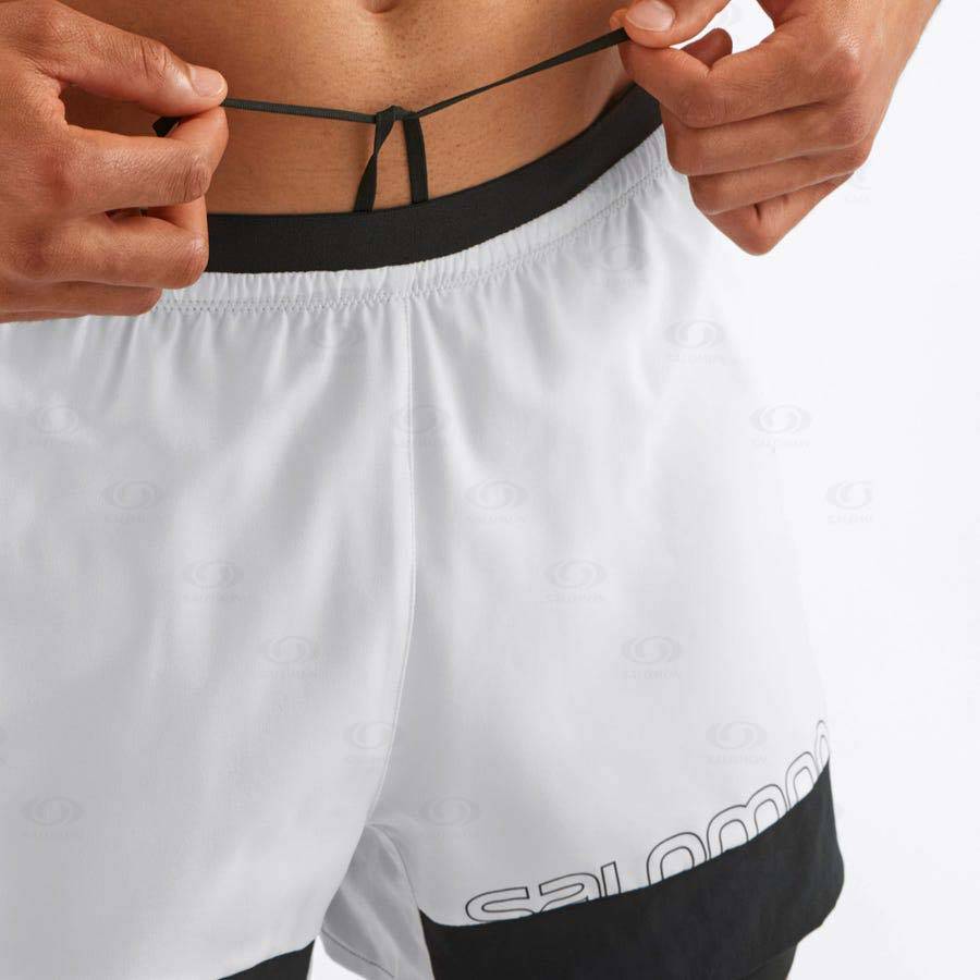 White Men's Salomon CROSS 2IN1 Shorts | USA-M1524