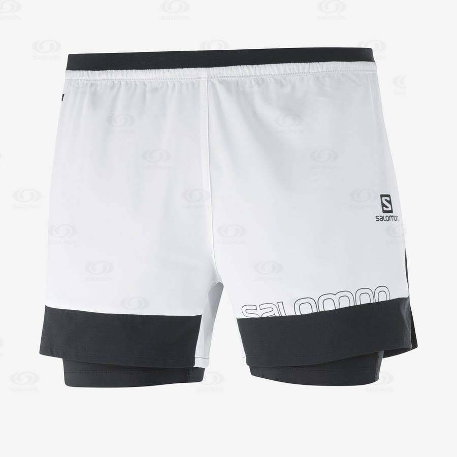 White Men\'s Salomon CROSS 2IN1 Shorts | USA-M1524