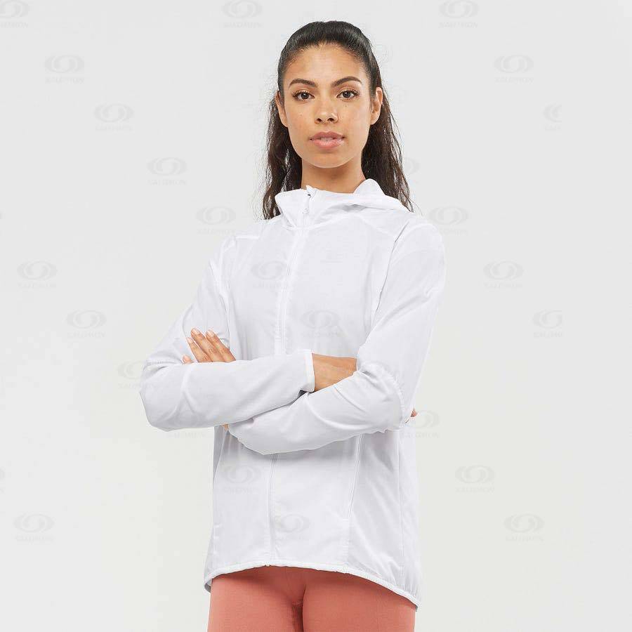 White Women's Salomon AGILE WIND Windbreaker | USA-L2439