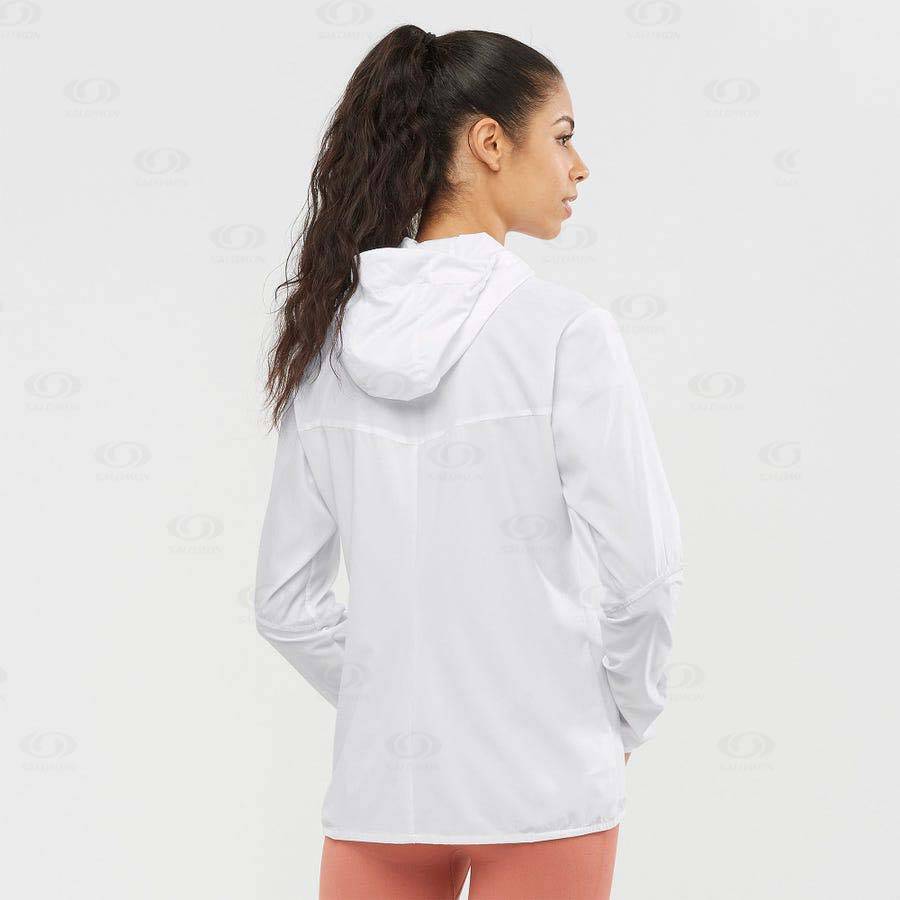 White Women's Salomon AGILE WIND Windbreaker | USA-L2439