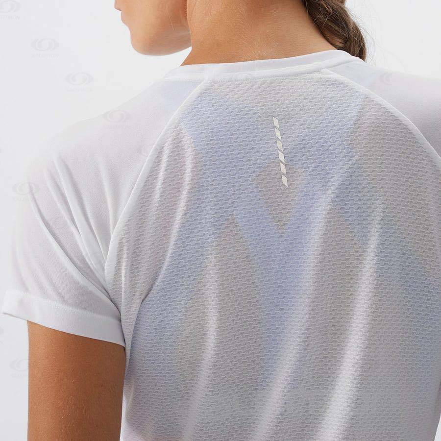 White Women's Salomon CROSS REBEL T Shirts | USA-N1855