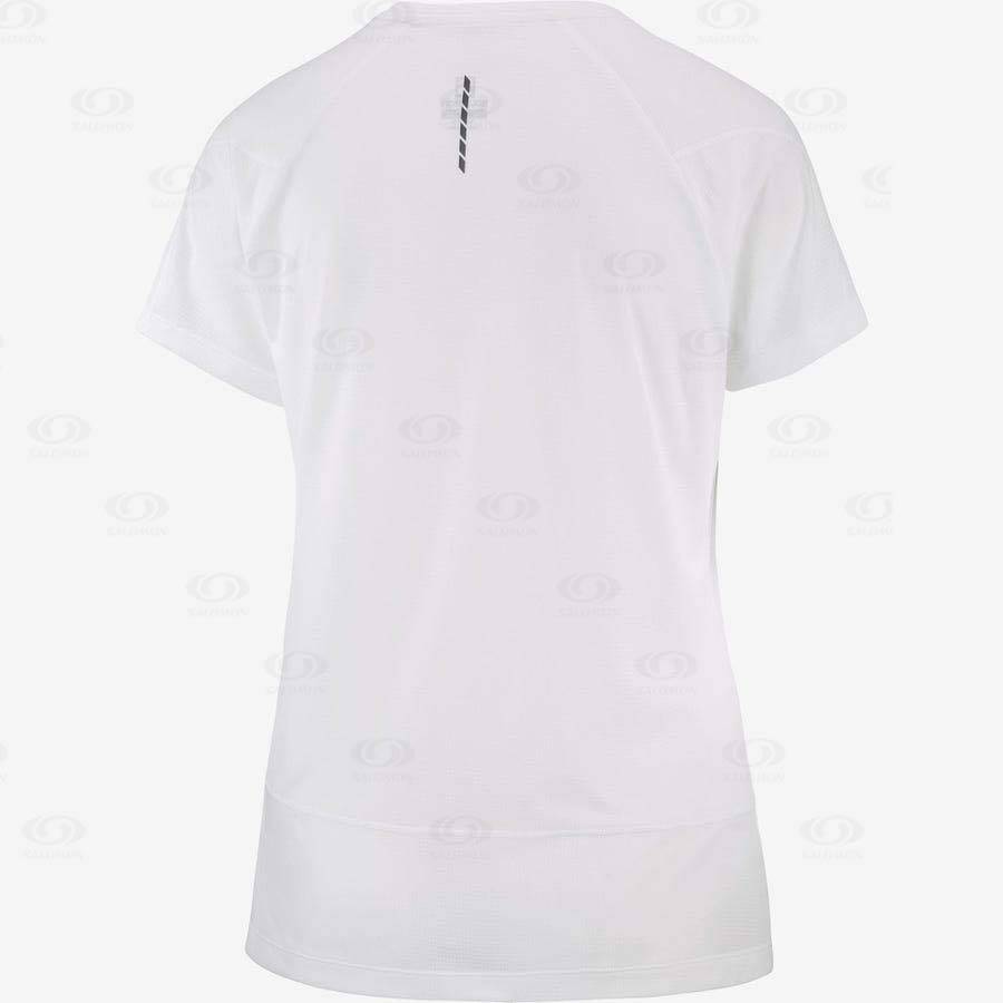 White Women's Salomon CROSS RUN T Shirts | USA-N2583