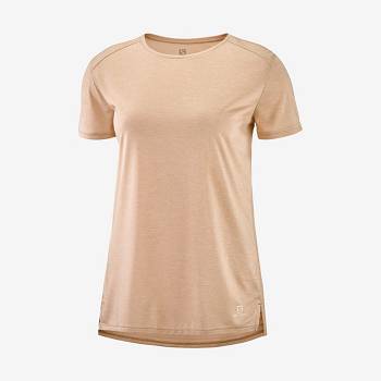 Beige Women's Salomon OUTLINE SUMMER T Shirts | USA-A1682