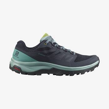 Black / Green Women's Salomon OUTLINE GORE-TEX Waterproof Shoes | USA-O1518