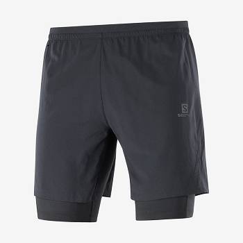 Black Men's Salomon CROSS TWINSKIN Shorts | USA-N1225