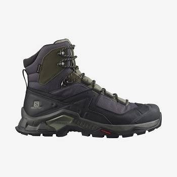 Black / Olive Men's Salomon QUEST ELEMENT GORE-TEX Hiking Boots | USA-M1629