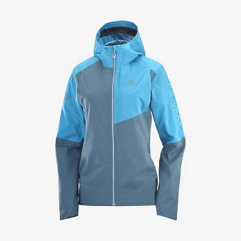 Blue Women's Salomon BONATTI TRAIL Waterproof Jackets | USA-O1420