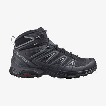 Grey / Black Men's Salomon X ULTRA 3 MID GORE-TEX Hiking Boots | USA-O2281