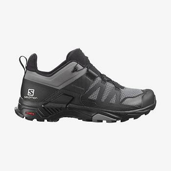 Grey / Black Men's Salomon X ULTRA 4 Hiking Shoes | USA-L1515