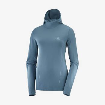 Navy Women's Salomon ESSENTIAL SEAMLESS Hoodie | USA-O1845